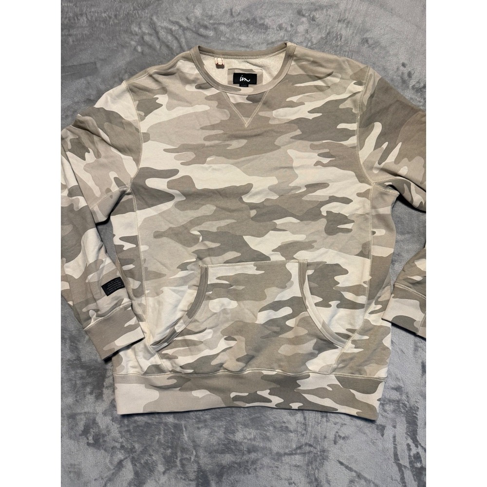 Imperial Motion Sweatshirt Mens XL Tan Camo Terry Crewneck Kangaroo Pocket